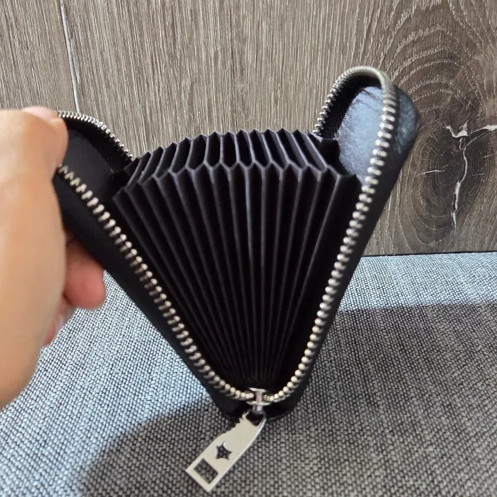 Men's Women Wallet Leather Credit Card Holder RFID Blocking Zipper Thin Pocket